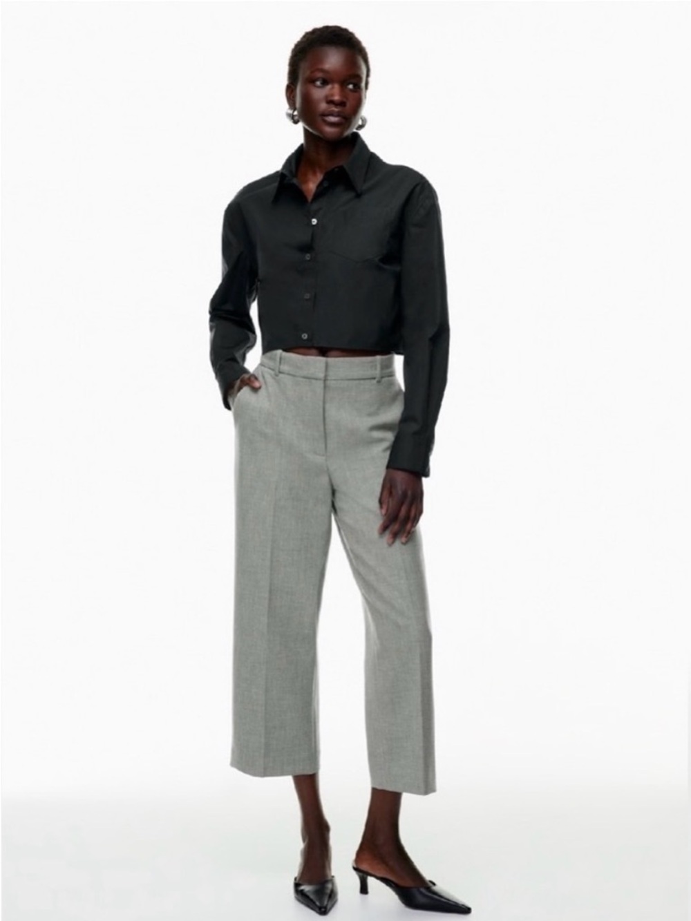 “Aritzia” Babaton Cropped Wide-Leg Pants in Grey